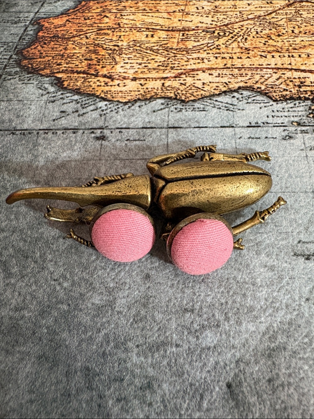 Pink Fabric Button Earrings